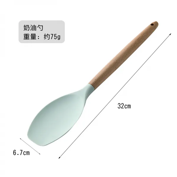 실리콘 냄비삽 코팅 팬 전용 볶음요리 내고온 주방 키친 가정용 삽말리다 국자 요리 주방용구, 무첫술 노르딕 그린