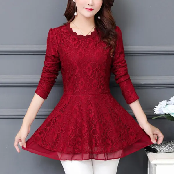 퀄리티 중년 여성 긴팔 플라워 블라우스 29 Bg77pc1
