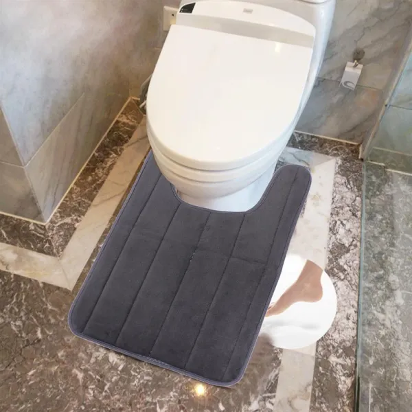 50x80cm U 모양 Closestool 층 매트 미끄럼 방지 기억 거품 화장실 윤곽선 깔개 어두운 회색