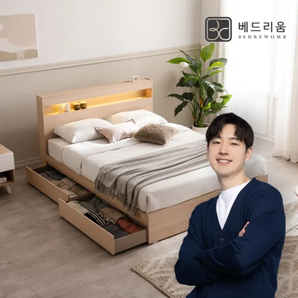 [금성침대 X 베드리움] [롯데 단독][베드리움]시그널 LED 서랍침대SS-컴포터블라텍스탑