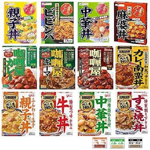 돈부리테이 돈의 돈부리 카리 가게 카레 12식 포장 세트 + 양념 원래 포함, 기본