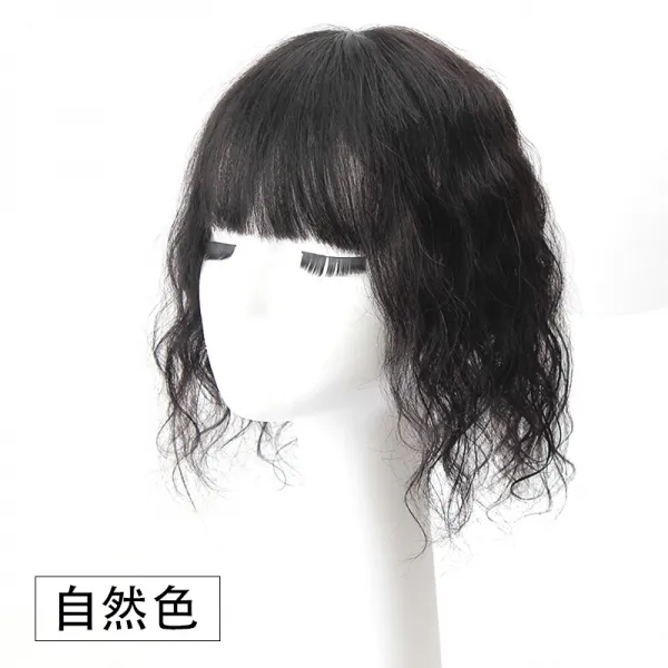 가리고 흰머리 가짜 머리 진짜 곱슬머리 공기 앞머리 递 핀 缝 리얼 내추럴 머릿수 정수 위로 가르마, 1, 네추럴