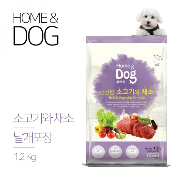 홈앤독 애견사료 소고기와채소 1.2kg 5kg 티에스, 1개
