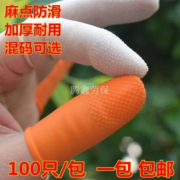 일회용라텍스장갑 마사지사 가리키다 손발싸개 골무 노동보호 뷰티 방호 공업 용품 3151366715, 오렌지색 색 마점지구 L사이즈 (50
