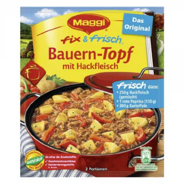 [구매대행] MAGGI fix & fresh farmer stew with ground beef (Bauern-Topf mit Hackfleisch) (Pack of 4), 1