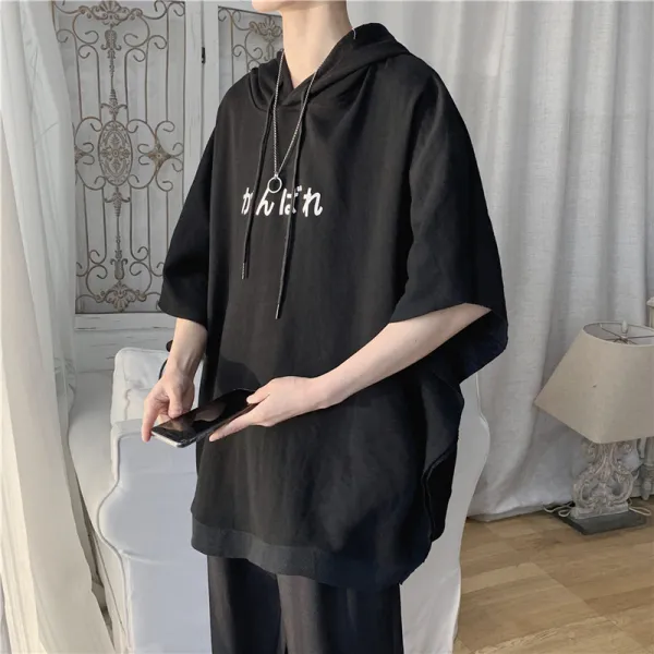 Jun.17 159번 멜로디 바람개비 가오리 티셔츠 남 Ins 트렌드 후드 반팔 프린트 여름 오버사이즈 상의 낙담z