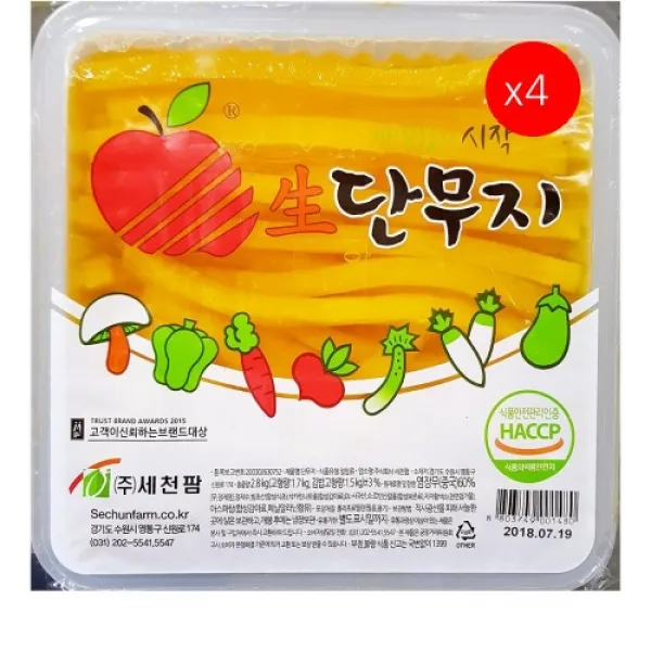 [더착한푸드]세천팜 김밥단무지(12mm) 2.8K 4개 식자재마트 대용량 업소용 김밥단무지 단무지 분식재료