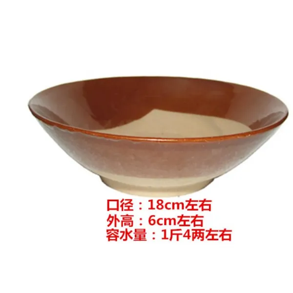 만물상 모래 구식의 누런색 가정용 토기 커우러우 샤브전골냄비 내팽개지다 술 거친 도자기, A17 -누런색 그릇 구경 18cm