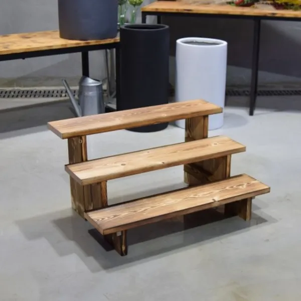 [보물창고] TKW6CD199+원목 우드 3단 계단 화분받침대 (중) 60x31cm *8282* 1개