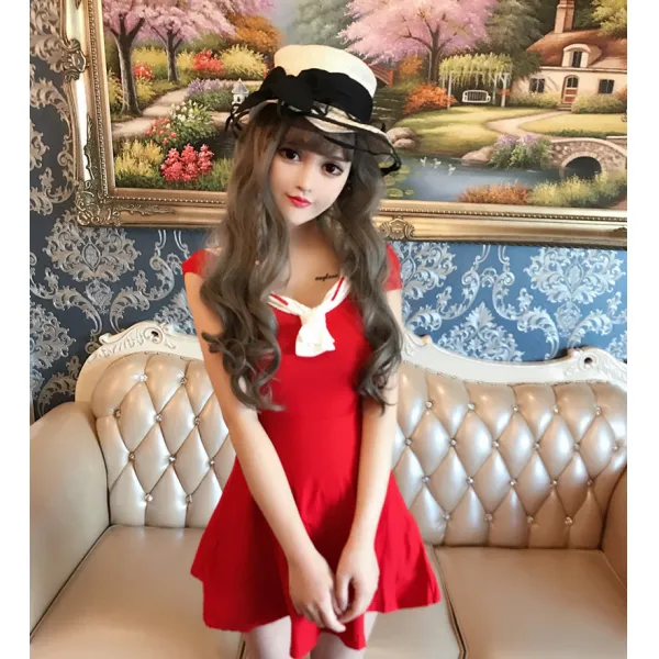 마린룩 작은키 섹시한 원피스 패션 깊게패인옷 A형숏스커트 슬림핏 나이트클럽 기사 작업복