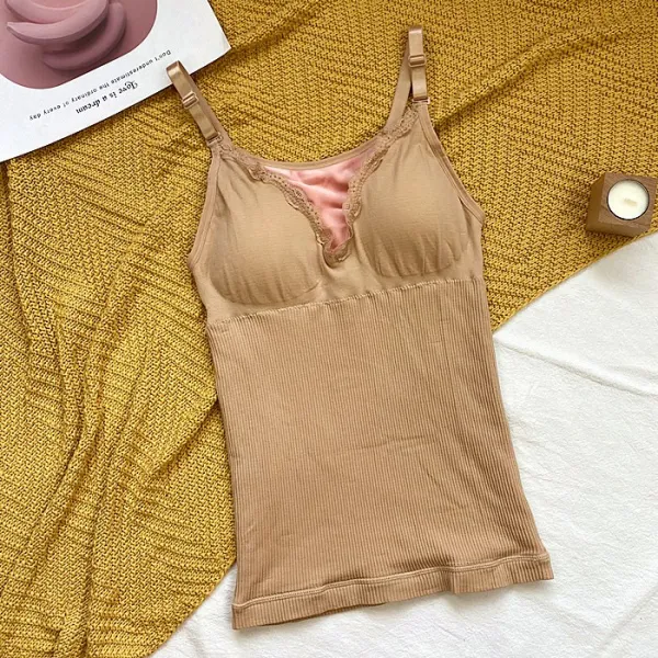 대박템 캐미솔 여성 누런색 보온 큰 젖 겨울 두터운 융털 체형보정 볼륨업 조절가능 이너 끈나시 섹시