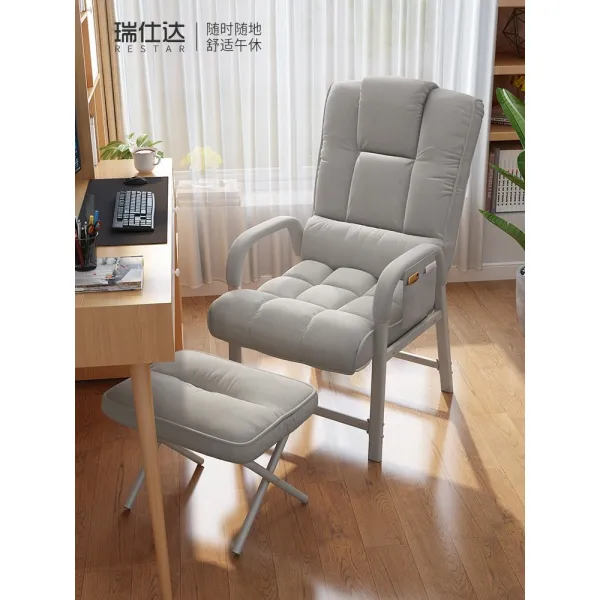 등받이접이의자 안락의자 접이식 점심휴식 컴퓨터 사무실 낮잠 가능 N눕다 빈백 비치 베란다 가정용 2755733824, 카키브라운 -받침대 허리 목 보호대