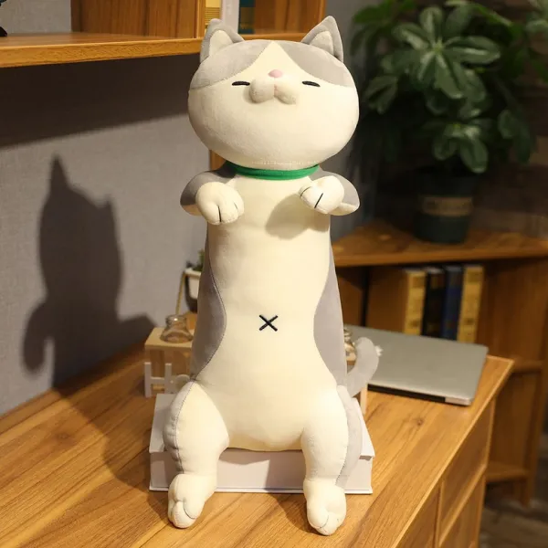 시바견인형 큰 인형 귀여운 안고자는베개 수면 침대 슈퍼 부드러움 생일선물, 회색 고양이 + 1.2 미터cm