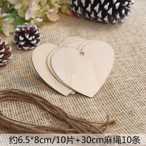 크리스마스 오너먼트 트리장식 크리에이티브 나무토막 Diy 모형 페인팅 핸드메이드 트리 무드 사랑의 나뭇조각 10조각 30cm 삼끈 10개