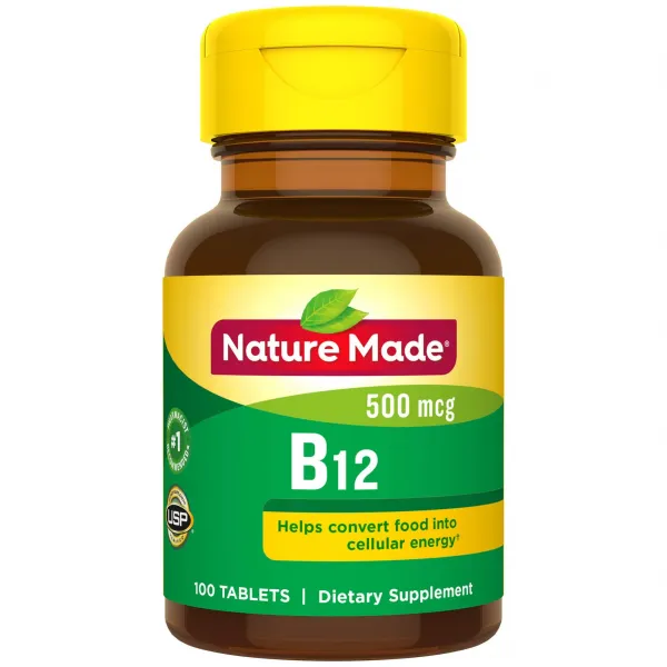 Nature Made 비타민 B12 500 Mcg 대사성 신경계 건강 100개입 2팩 100개