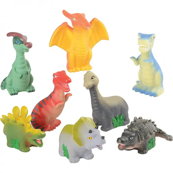 건설적인 놀이물 4 quot t Friendly Faced Dinosaur Finger Puppets 8세트 18개월 이상, 상세페이지 참조