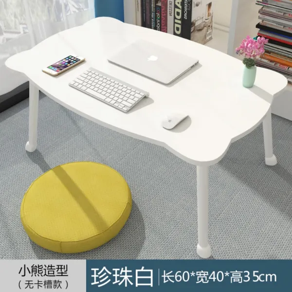 접이식 좌식 앉아서 휴대용 뒤 테이블 노트북 침대 곰돌이 곰 모양 책상 베드 트레이 패드 홀더 컵 받침 Q