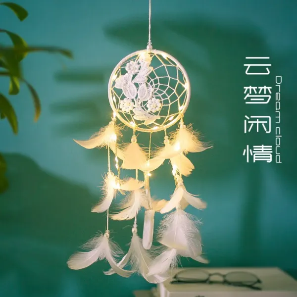 드림캐쳐 드림캐처 깃털 풍경 걸이식장식 가구 실내 인테리어 거는장식 창의적 공중 장식품 등장식 선물 T21 운몽 한가한 사정 라이트내재 타입+사은품