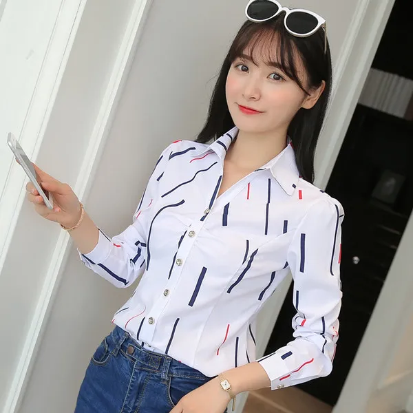 오피스룩 봄가을 흰와이셔츠 여성긴소매 오피스 이너 V칼라슬림한스타일 작업복 정장 빅사이즈 셔츠 여성의류 ol화이트