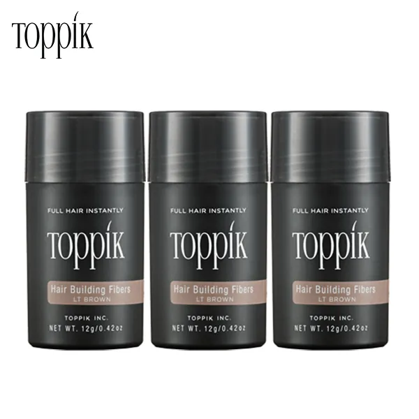 토픽 TOPPIK 12g x 3개 (3개월분) 천연양모케라틴 흑채 증모제 펌프별매, 3개입, 밝은 갈색 12g