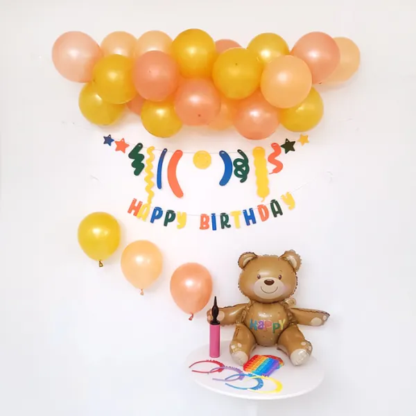 지에이엠 해피베어 펠트 클라우드 파티세트 생일파티용품세트 브라이덜샤워 베이비샤워, 무지개+골드클라우드