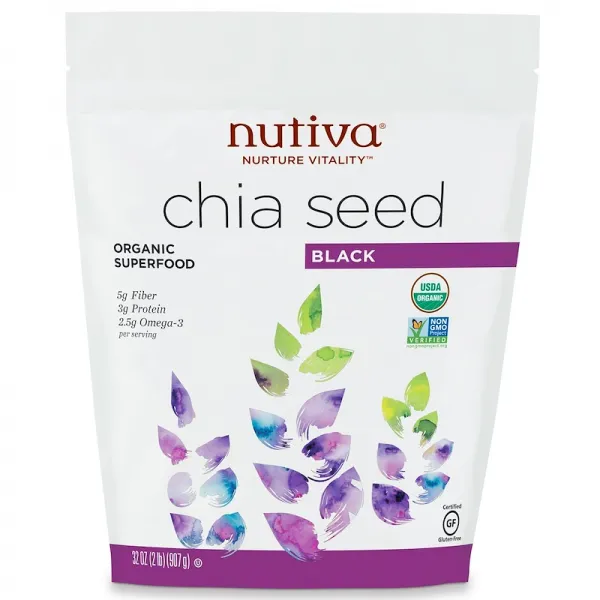 뉴비타 Nutiva 유기농 치아 씨드 블랙 907g (32oz), 2파운드, 1개