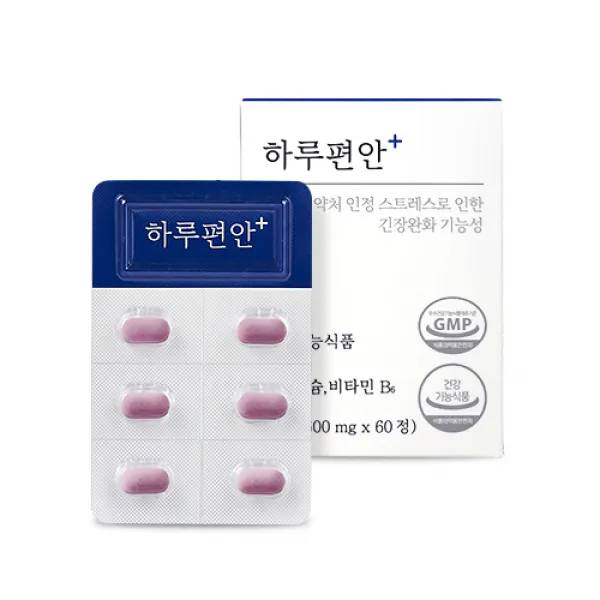 하루편안 스트레스 긴장 완화 영양제 보조제 테아닌 마그네슘 비타민B6, 1개월분