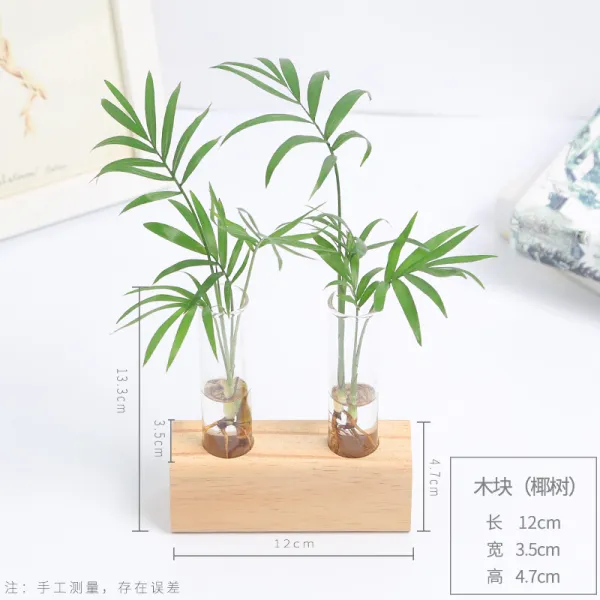 게으름뱅이 원예 (LAZYGARDEN) 하 이 드 로 펠 라 식물 창의 나무 토막 시험관 용기 현대 장 착 작은 싱 그 러 운 장식 바탕 화면 녹식 두 공 목석 + 유리 시험관 * 2 + 야자수 배달