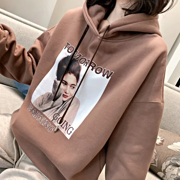 샵솔베이지 기모 후드 티셔츠 가을 겨울 여성 베이직 면 스웨터