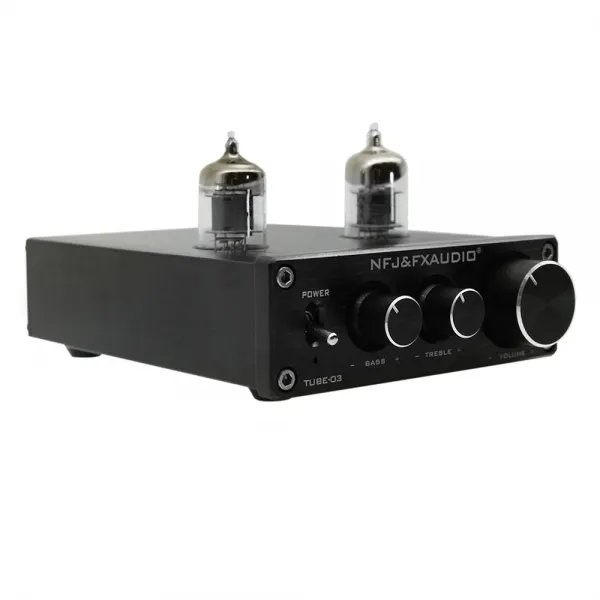FX-AUDIO TUBE-03 미니 하이파이 오디오 프리 앰프 6K4 진공관 버퍼 고음 저음 조정 RCA 블랙