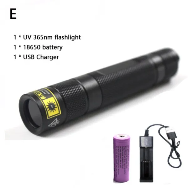 UV Led 손전등 365nm 울트라 제비꽃 자외선 Lanterna IP65 방수 보이지 않는 토치 애완 동물 얼룩 사냥 마, 05 E