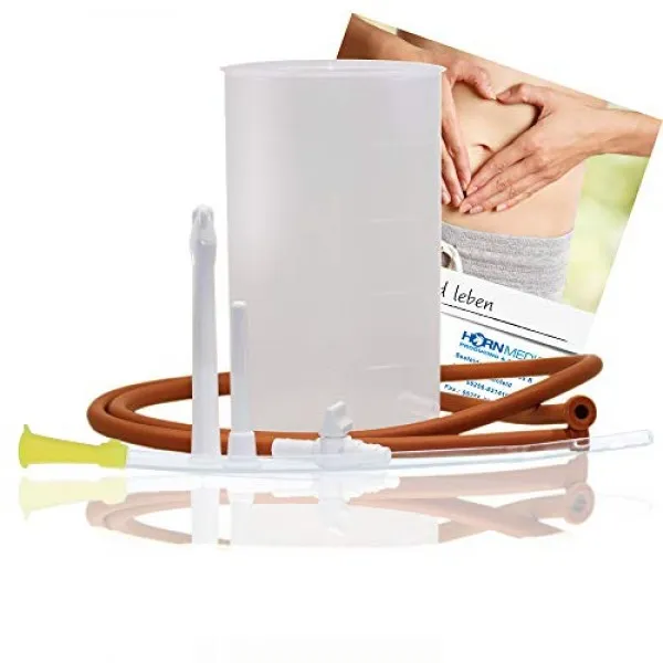 결장 세척 또는 질 자극을위한 Horn Medical 관장 컵 자가 도포를위한 손쉬운 취급 장 튜브 (1 리터), 단일상품, 단일상품