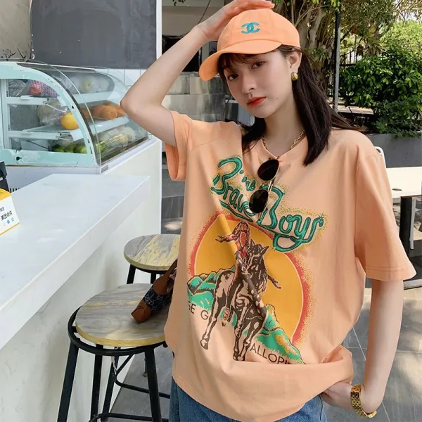 테리존 반팔나염티 MOMO 골동품 T계열 모던한 느낌 프린트 플라워 여성 클래식 여름 감각