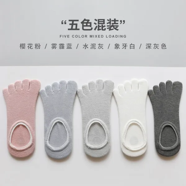 여성용발가락양말 5완전무선 다섯발가락양말 자녀 얇은여름 발목양말 얕은 로우탑 단색 면통기성 땀흡수 레이스 발가락양말