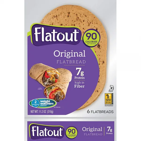 Flatout FLATOUT 플랫 브레드 ORIGINAL 90 칼로리 플랫 브레드 당 2 체중 관리 SmartPoints 값 (6개 플랫 브레드 1팩), 선택, 상세설명참조