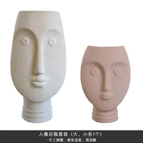 오브제화병 북유럽 석기 세라믹 얼굴 주먹 모양 장식 얼굴 화병 세트