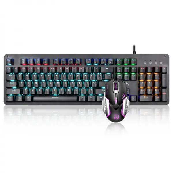 기계식키보드 한무리 지프 세트포장 유선 Usb E Sports게임 Lol응전 Cf청축 발광 기본 T01 블랙