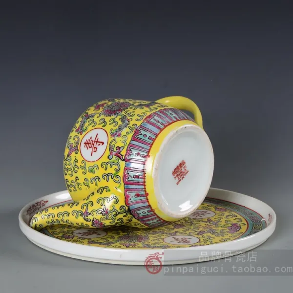 티포트 징더전 만수무강 도자기 자재화 울긋불긋 차제구 찻잔 6두건 포장도자기 찻주전자 T01 6개 C11 황완수 1개 주전자단품