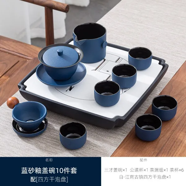 가정용 선의 쿵후 티도구 심플 사무실 면회소 다반 티팟 토티기, 영원 뚜껑공기 10  옛 마을 건포반