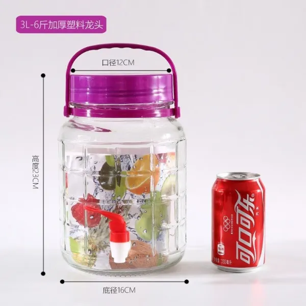 두껍게 설탕을 담아 용기에 절인 짠물 대 수도꼭지 유리병 밀폐탱크 1020 티캔, 1, 6근두꺼운 비닐 수도꼭지