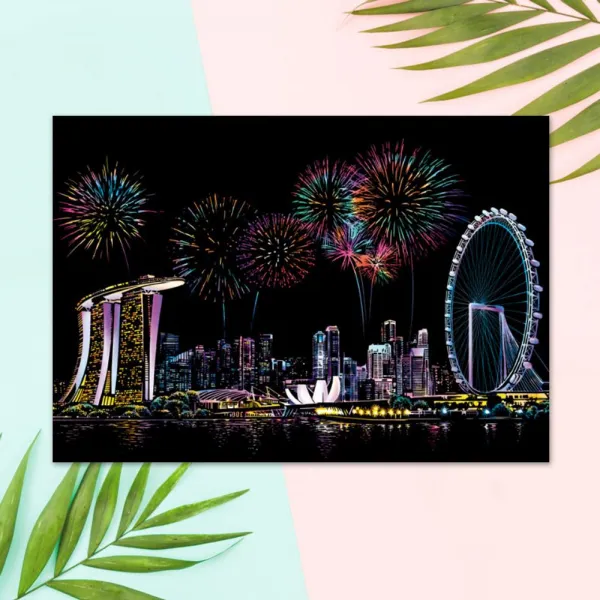 ◐nhpmart◑컬러 스크래치 카드 컬러링북 Diy A3 싱가폴 X2 야경스크래치컬러링북 카트스크래치북 스크래치북 야경컬러링북 컬러링북+늪마트◎ ◐본상품선택◑