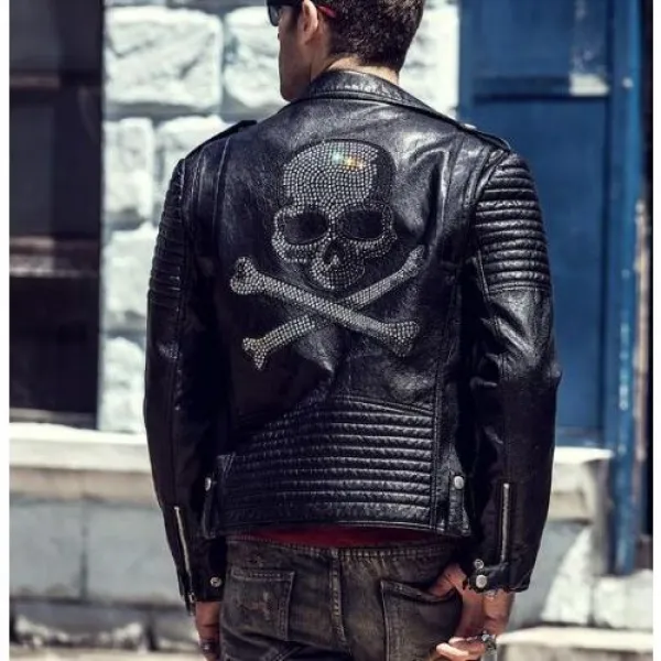  해외 S3xl! 봄 기관차 가죽 류 남성 두골 하나 도덕성 짧은 재킷 코트 옷깃