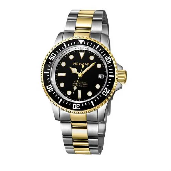 NEYMAR Mens Japanese Quartz Ten-Year Battery 1000 m Diver Stainless St