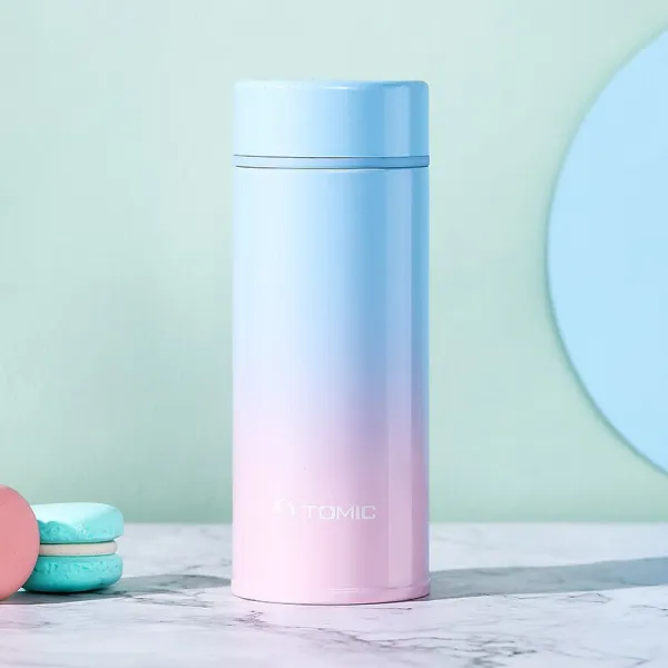 TOMIC 특미각 낙차 미니 그라데이션 경량 보온컵 여사 휴대하다 찻잔 귀엽다 학생 물컵 작은 컵 컵 파랑색 그라데이션, 상세페이지 참조