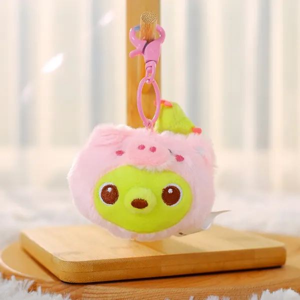 맹아 행거 동자 힐링 곰을 귀여워함 화이트 털 피규어 큐트 커플 모빌, 10 센치 이하, 8cm 곰 동자 머리 모양 장신구 （