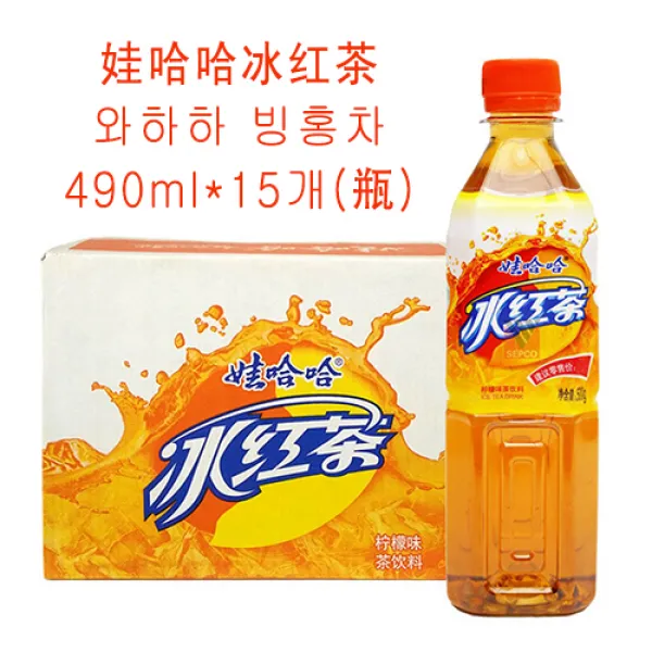 마라탕 필수 빙홍차 와하하빙홍차 중국식품 중국음료 WAHAHA 레몬 아이스티 490ml, 5개