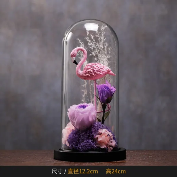 와이유 거실소품 불벼락새 생일 선물 아이디어 영생화 건화유리 가재도구, 자주색/핑크색 불같은 새