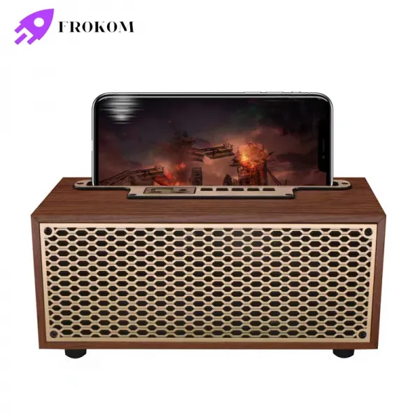 Frokom 극장급 엔틱 스타일 블루투스 스피커 저음 다기능 블루투스 스피커, 브라운