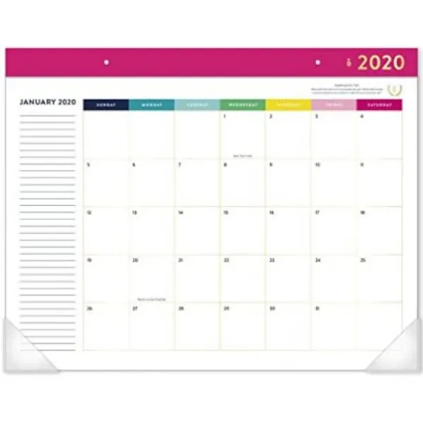 에밀리 지맥에 의해 단순화 된 2020 년 월간 데스크 패드 캘린더 21-3 4 X 17 표준 해피 라이프 (EL300, One Color