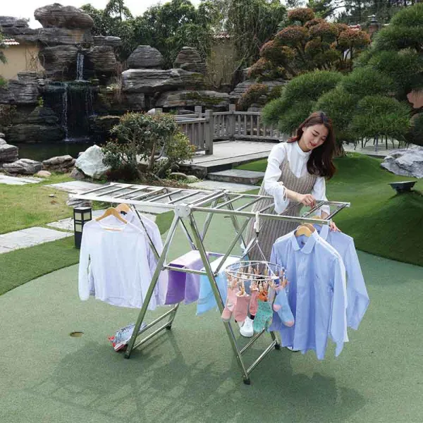 미국 거주객 접어 빨래건조대 스테인리스강 로터리식날개건조대 실외 베란다 신축 빨래건조대 설치 면제 (금강대호), 단일상품
